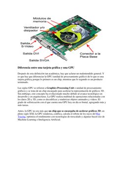 Diferencia entre una tarjeta gráfica y una GPU 
Después de esta definición tan académica, hay que aclarar un malentendido g