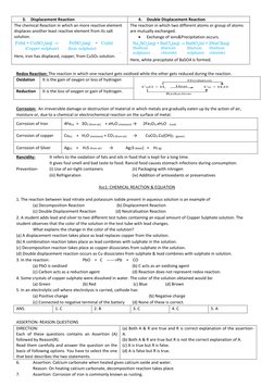3. Displacement Reaction 
4. Double Displacement Reaction 
The chemical Reaction in which an more reactive element 
displaces