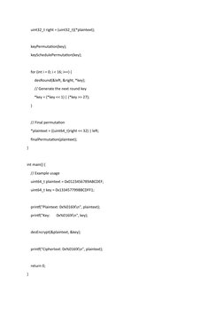 DES Algorithm Implementation in C | PDF | Cryptography | Computer ...