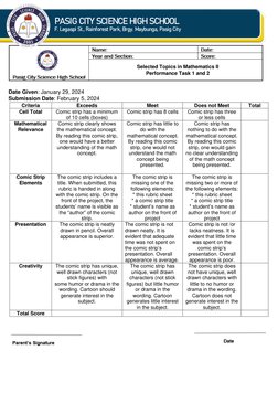 Date Given: January 29, 2024 
Submission Date: February 5, 2024 
 
 
 
 
 
 
 
 
 
Criteria 
Exceeds 
Meet 
Does not Meet