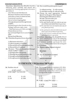 Bansal Classes Pvt. Ltd.
                  Page No #  4
Scholarship Examination 2023-24
Class 8th Paper - I
MATHEMATICS (50 Q