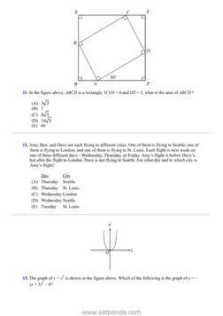 11. In the figure above, ABCD is a rectangle. If YD = 4 and DZ = 3, what is the area of ABCD ?
(A)   3
(B)   7
(C)   8
(D)   