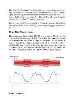 The MAX30102 works by shining both lights onto the finger or ear-
lobe (or essentially anywhere where the skin isn’t too thic