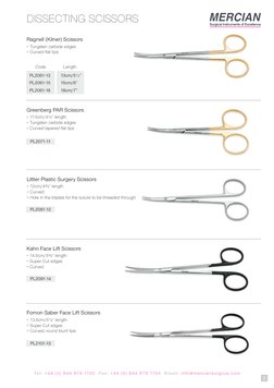 DISSECTING SCISSORS
Tel: +44 (0) 844 879 1133  Fax: +44 (0) 844 879 1155  Email: info@merciansurgical.com
2
Ragnell (Kilner)