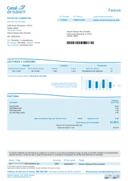 LECTURAS Y CONSUMO
 
 
 
 
 
FACTURA
 
 
 
 
Alisson Katyana Rios Zavaleta
 
 
Factura
DATOS DEL SUMINISTRO
Dirección