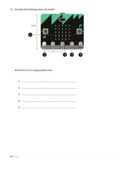3 | P a g e  
 
8. Consider the following micro: bit model. 
 
 
Write from 1 to 5 using suitable word 
 
1. …………………………………………