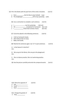 Class 2 English Final Exam Paper | PDF | Linguistics | Grammar