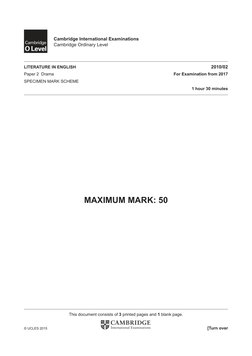 2017 O Level Literature Paper 2 Marking Guide | PDF | Understanding ...