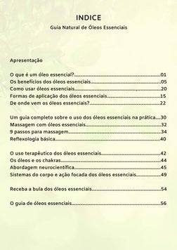 Apresentação
O que é um óleo essencial?......................................................................01
Os benefícios