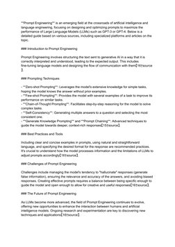 **Prompt Engineering** is an emerging field at the crossroads of artificial intelligence and
language engineering, focusing o