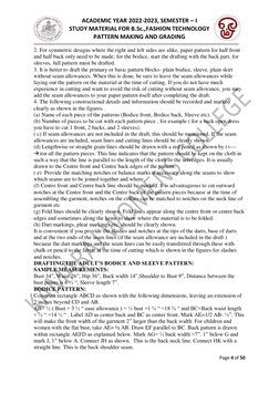 ACADEMIC YEAR 2022-2023, SEMESTER – I 
STUDY MATERIAL FOR B.Sc.,FASHION TECHNOLOGY 
PATTERN MAKING AND GRADING 
-------------