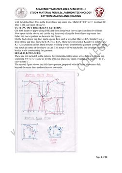 ACADEMIC YEAR 2022-2023, SEMESTER – I 
STUDY MATERIAL FOR B.Sc.,FASHION TECHNOLOGY 
PATTERN MAKING AND GRADING 
-------------