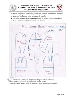 ACADEMIC YEAR 2022-2023, SEMESTER – I 
STUDY MATERIAL FOR B.Sc.,FASHION TECHNOLOGY 
PATTERN MAKING AND GRADING 
-------------