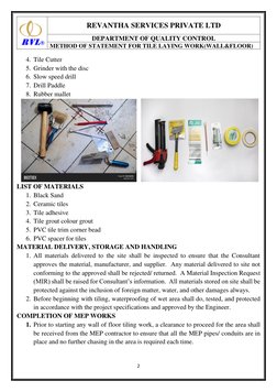 Tile Laying Method Statement Guide | PDF | Tile | Plumbing