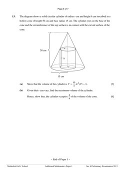 Page 6 of 7 
Methodist Girls’ School 
Additional Mathematics Paper 1 
Sec 4 Preliminary Examination 2013 
 
 
13. 
The diagra