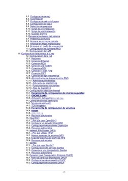 -3- 
8.5. Configuración de red  
8.6. Autenticación  
8.7. Configuración del cortafuegos  
8.8. Configuración de las X  
8.9.
