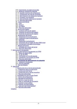 -5- 
27.8. Imprimiendo una página de prueba  
27.9. Modificar impresoras existentes  
27.10. Guardar el archivo de configurac