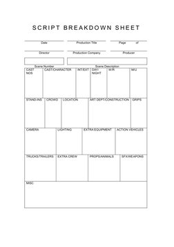 Script Breakdown Sheet Template | PDF