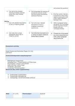 3.
Can derive the probable 
meaning of simple unknown 
words from short, familiar 
contexts.

Can extrapolate the meaning of