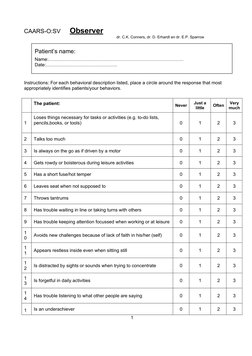 CAARS-O Short Version Observer Report | PDF | Psychology ...