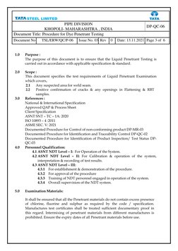 Dp Testing Documents Dye Penetrant Testing Procedure | PDF | Nondestructive Testing ...