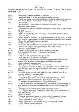 ESCENA 3 
Sentada Cleo en su escritorio. Se escucha un timbre. Se para Cleo a abrir.
Entra Pepe Grillo.
Pepe G.
- Buenos días