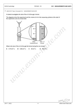 CH 1 - MEASUREMENTS AND UNITS
7 - (0625-W 2017-Paper 2 (Extended)/2-Q1) - MEASUREMENTS AND UNITS
IGCSE Cambridge
PHYSICS - P2