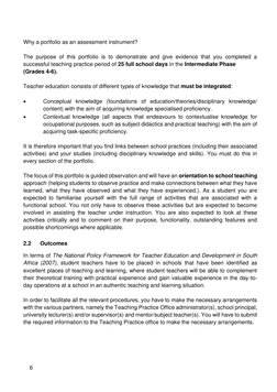 6 
 
 
Why a portfolio as an assessment instrument? 
 
The purpose of this portfolio is to demonstrate and give evidence th