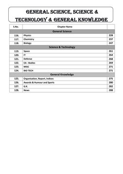 General science, science & 
Technology & General Knowledge 
 
S.No. 
Chapter Name 
 
General Science 
116. 
 
Physics 
228