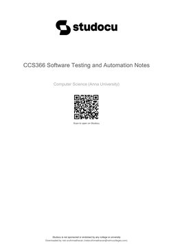 CCS366 Software Testing Notes PDF | PDF | Computing | Computer Science
