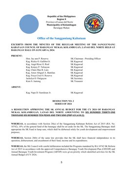 Republic of the Philippines
Region X
Province of Lanao del Norte
Municipality of Kolambugan
Barangay Mukas
Office of the Sang