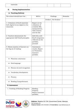 ELLN Program Monitoring and Evaluation Tool | PDF | Cognition | Human ...