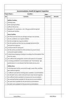 Accommodation Health & Safety Checklist | PDF | Home & Garden
