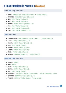 Power BI DAX Functions Cheat Sheet | PDF | Applied Mathematics ...