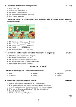 Class 4 English Exam Paper 2023-24 | PDF | Language Arts & Discipline