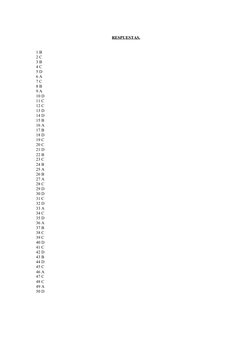 RESPUESTAS.
1 B
2 C
3 B
4 C
5 D
6 A
7 C
8 B
9 A
10 D
11 C
12 C
13 D
14 D
15 B
16 A
17 B
18 D
19 C
20 C
21 D
22 B
23 C
24 B
25