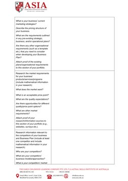 Page No: 5
What is your business’ current 
marketing strategies?
Describe the pricing structure of 
your business.
What are t