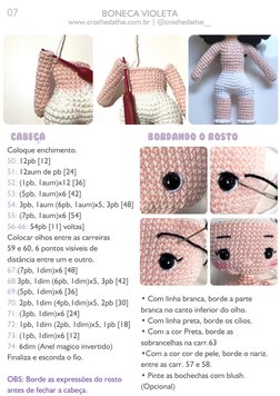 cabeca
UNINDOOS BRAÇOS
Coloque enchimento.
50: 12pb [12]
51: 12aum de pb [24]
52: (1pb, 1aum)x12 [36]
53: (5pb, 1aum)x6 [42]