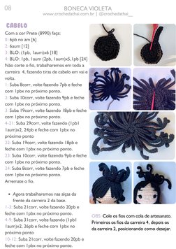 Agora trabalharemos nas alças da
frente da carreira 2 da base.
10-12: Suba 21corr, volte fazendo 20pb e
feche com 1pbx no pró