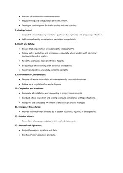 PA System Installation Method Statement | PDF | Safety | Personal ...