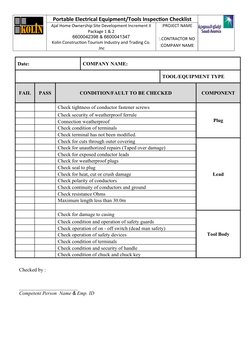 Portable Electrical Equipment Inspection Checklist | PDF