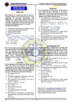 PRIME REVIEW ONLINE 
POWER & INDUSTRIAL PLANT ENGINEERING 
  
MECHANICAL ENGINEERING REVIEW 
POWER CYCLES 
(ICE 
   
(SOLVED