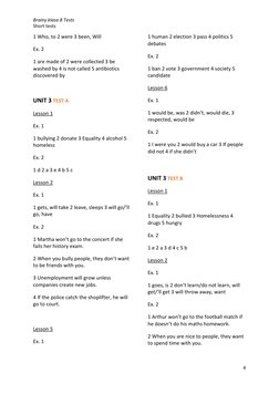 Brainy 8 Short Tests Answer Key | PDF