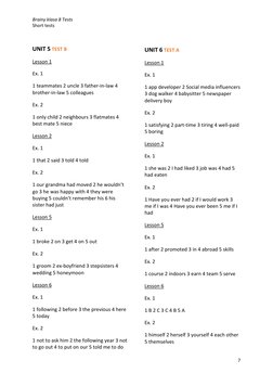 Brainy 8 Short Tests Answer Key | PDF