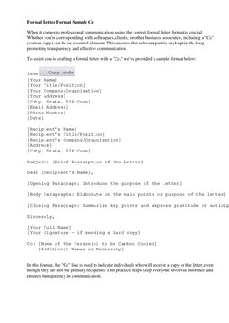 Cc Format for Formal Letters | PDF | Punctuation | Communication
