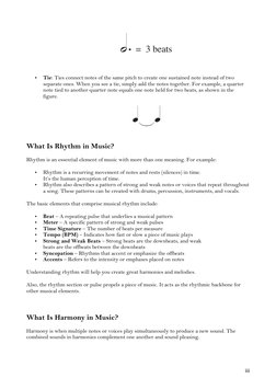 iii 
 
• 
Tie: Ties connect notes of the same pitch to create one sustained note instead of two 
separate ones. When you se
