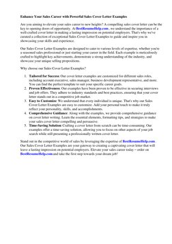 Enhance Your Sales Career with Powerful Sales Cover Letter Examples
Are you aiming to elevate your sales career to new height