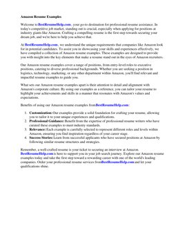 Amazon Resume Examples
Welcome to BestResumeHelp.com (https://Amazon-Resume-Examples.BestResumeHelp.com) , your go-to destina