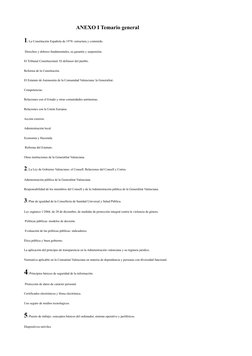 ANEXO I Temario general 
1. La Constitución Española de 1978: estructura y contenido.