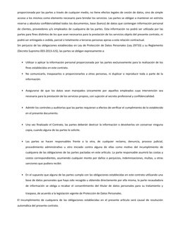 proporcionada por las partes a través de cualquier medio, no tiene efectos legales de cesión de datos, sino de simple
acc